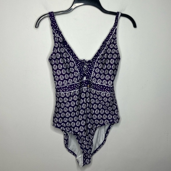 La Blanca purple and white one piece swimsuit size 8 - Picture 1 of 6